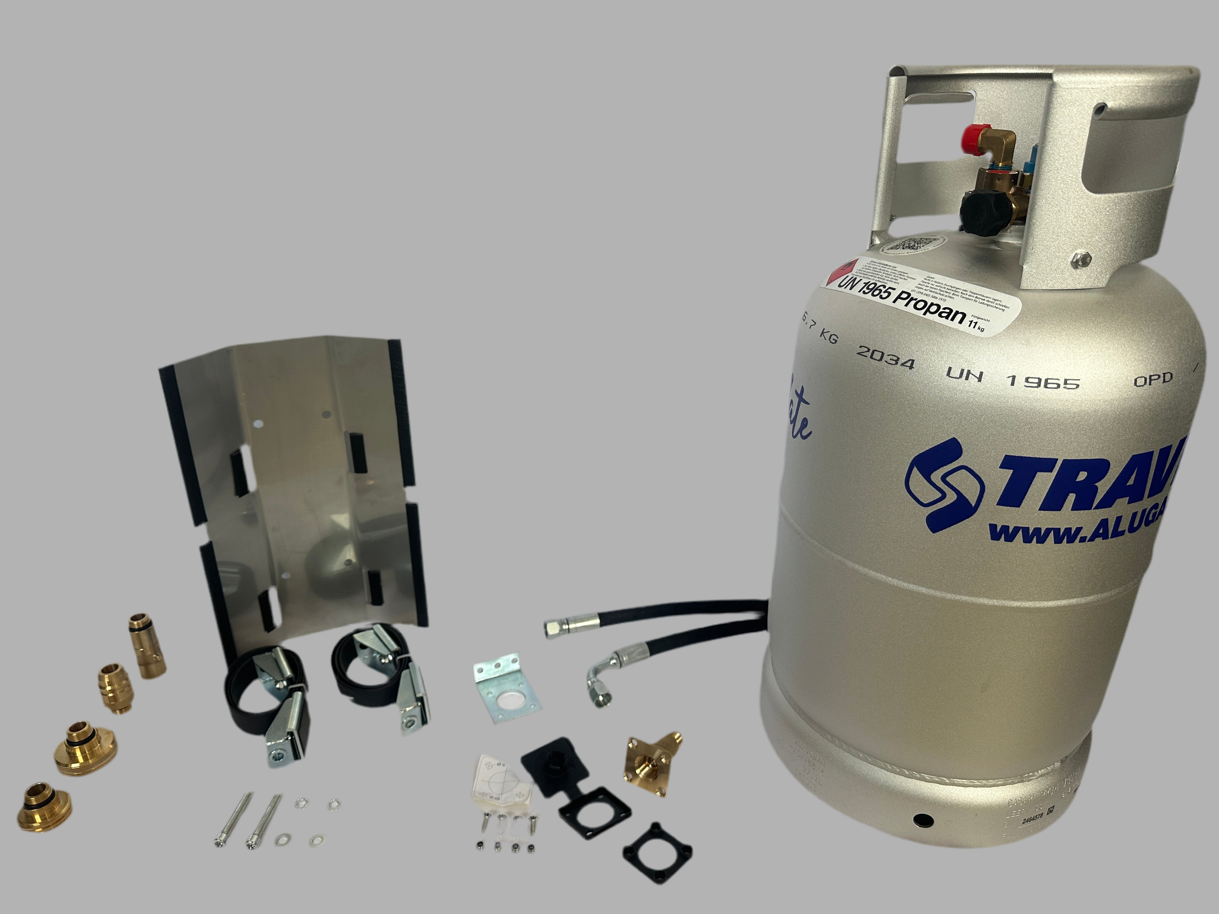 Einflaschenanlage ALUGAS Travel mate (Einbau-Komplett-Set 1 x 11kg/27L)Tommy's Tools2Camp®