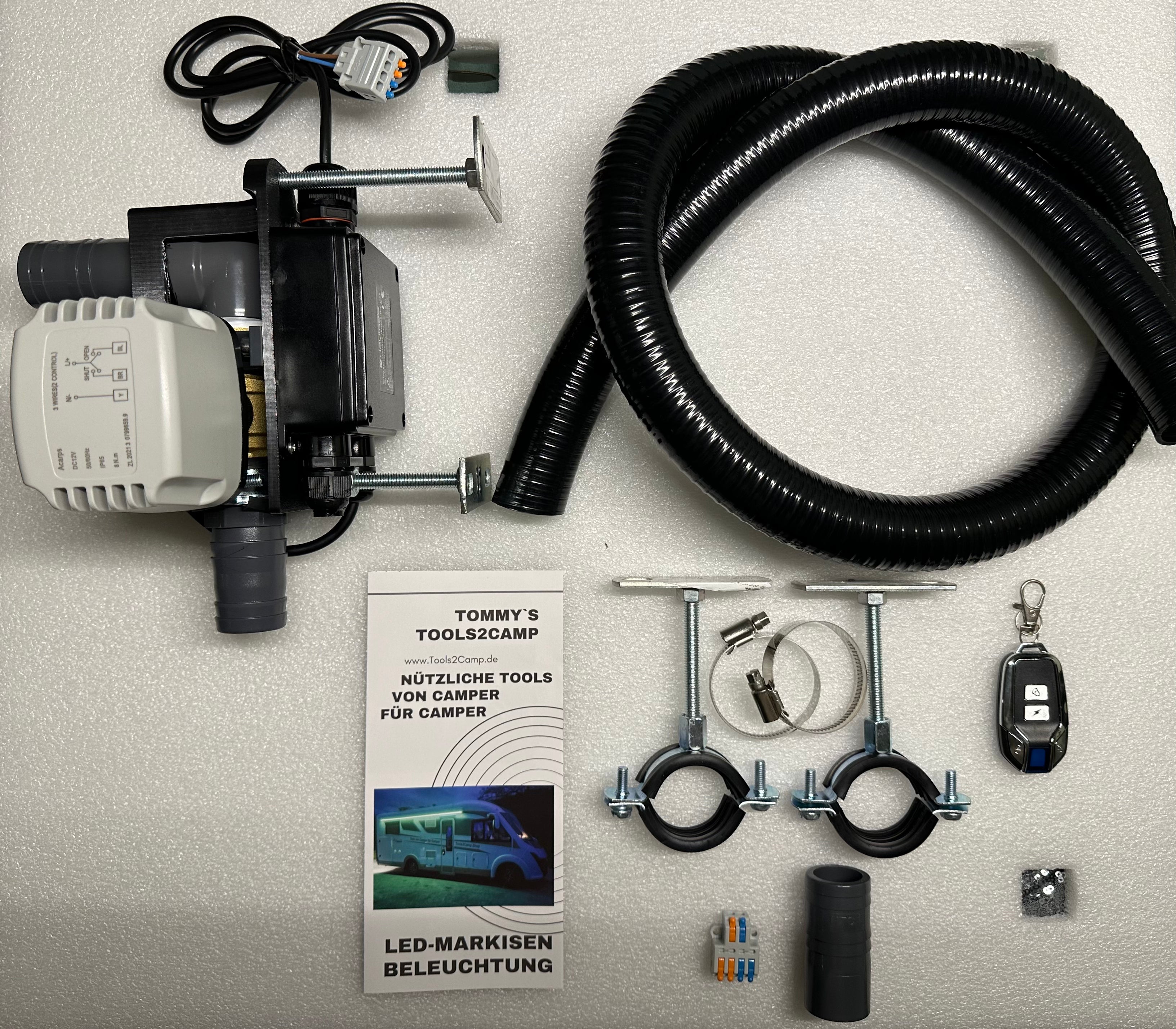 Basic WiFi-Komplettset drahtlos für elektrischen Grauwasserablauf incl. Funk-Kamera u. ZubehörTommy's Tools2Camp