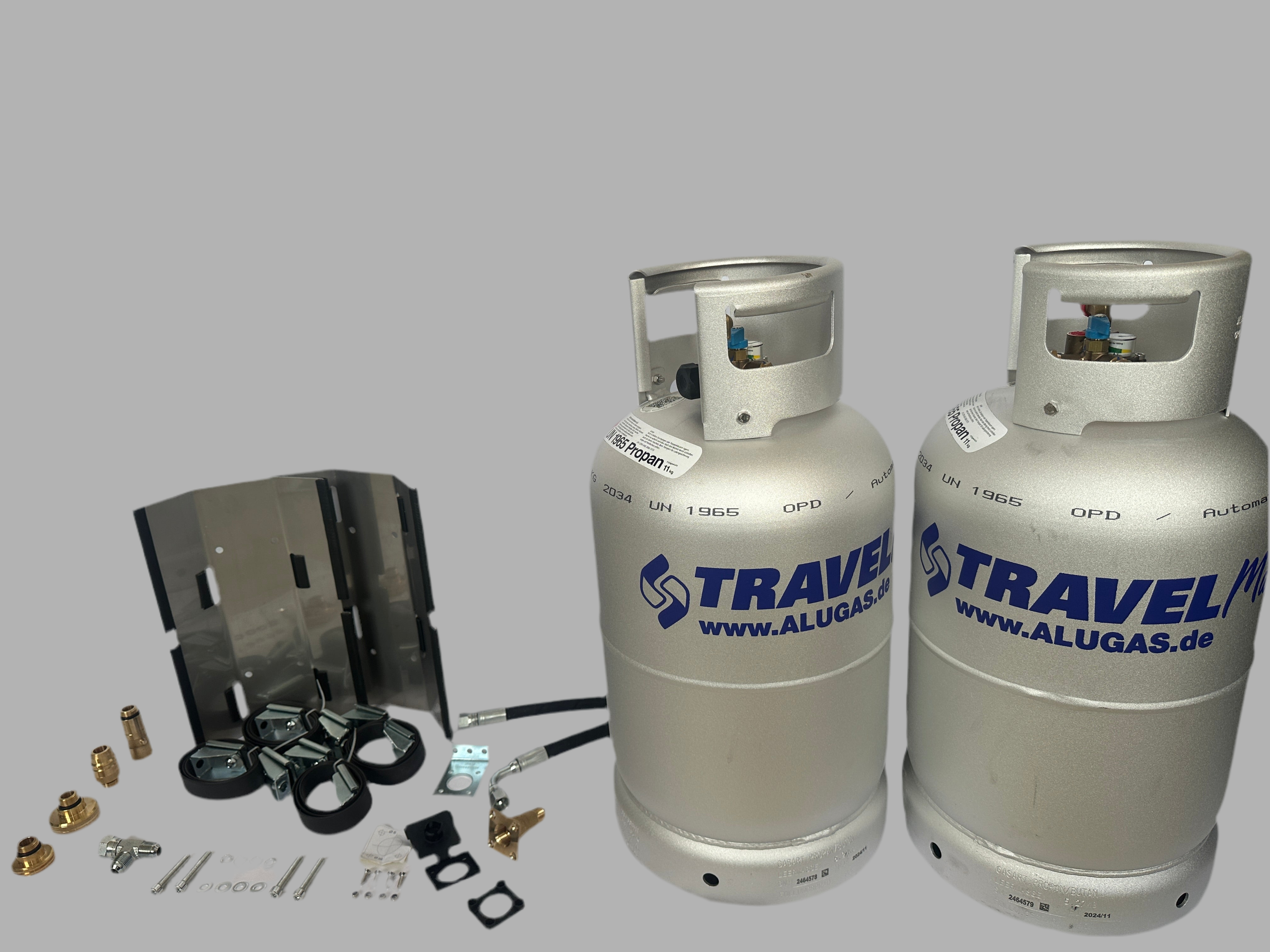 Zweiflaschenanlage ALUGAS Travel mate(Einbau-Komplett-Set 2 x 11kg/27L)Tommy's Tools2Camp®